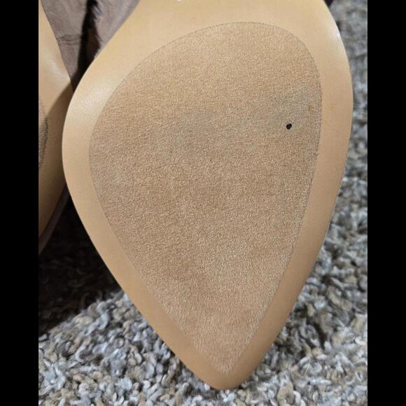 Express Pointed Toe Open Back Tan High Heel Shoe Size 9 - Picture 12 of 12